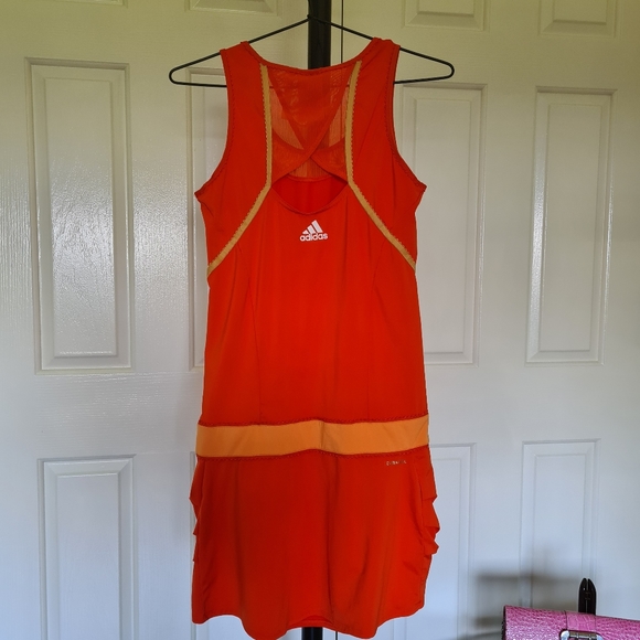 ADIDAS Climacool Dress 12 Orange Stretchable Bodycon Soccer Sports Midi Dress - Picture 2 of 10